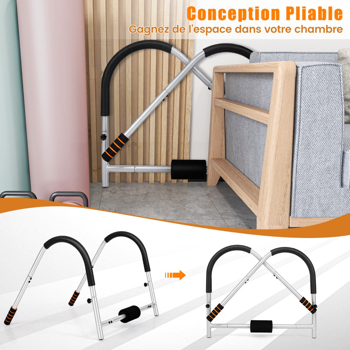 Abdominal Trainer with Padded Headrest Foldable AB Trainer Abdominal Muscle Trainer Abdominal Training Device-Gray