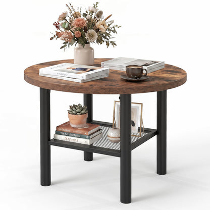 Round Coffee Table in Rustic Brown