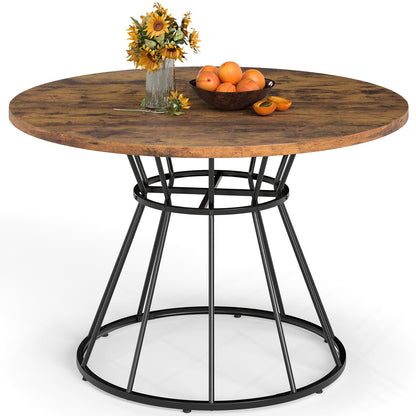 Round Dining Table in Rustic Brown