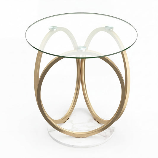 Round Glass Coffee Table in Gold