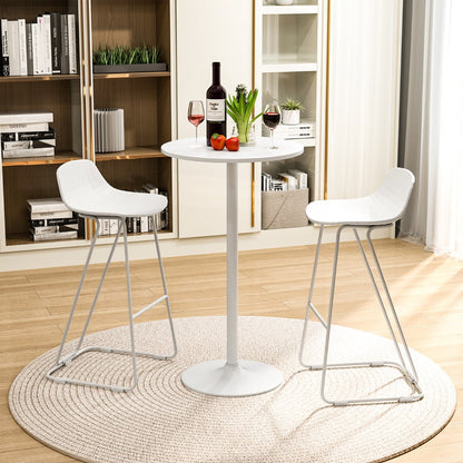 Round Bar Table with Adjustable Height and Metal Base Set of 2-White