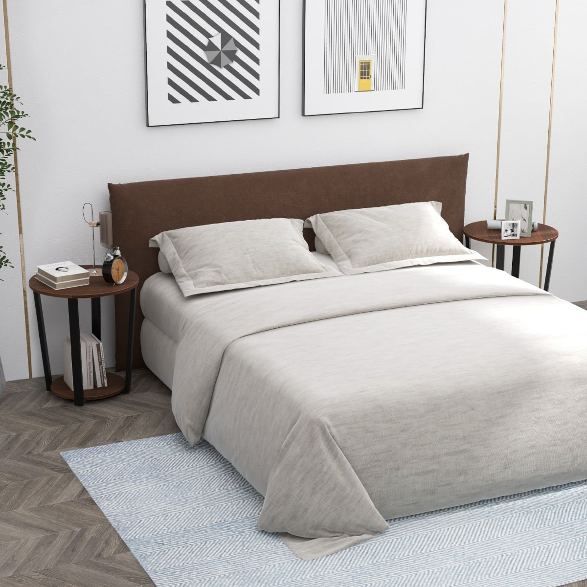 2-Tier Accent Side Table with Open Shelf-Walnut