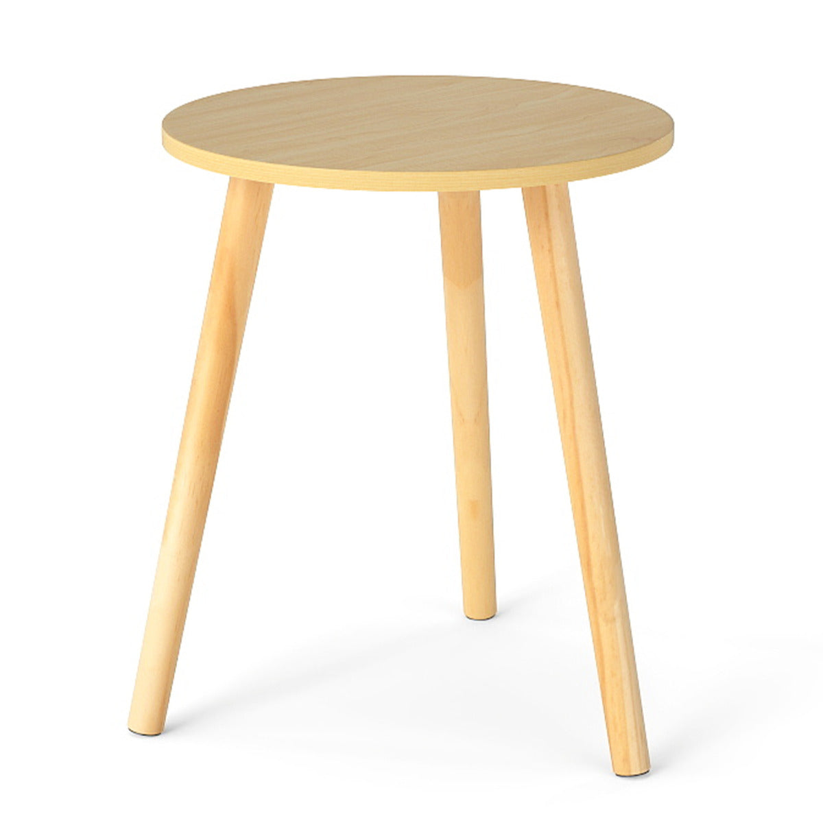 Round Occasional/Side Table with Natural Wood Legs for Home and Office-Natural