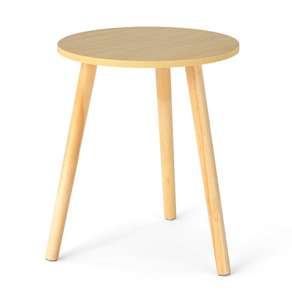 Round Occasional/Side Table with Natural Wood Legs for Home and Office-Natural