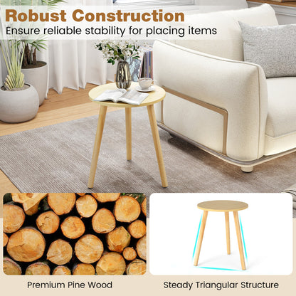 Round Occasional/Side Table with Natural Wood Legs for Home and Office-Natural