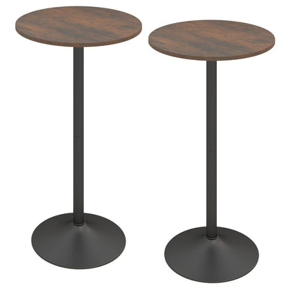 Round Top Pub and Bar Table with MDF Top and Base-2 Pieces-Rustic Brown
