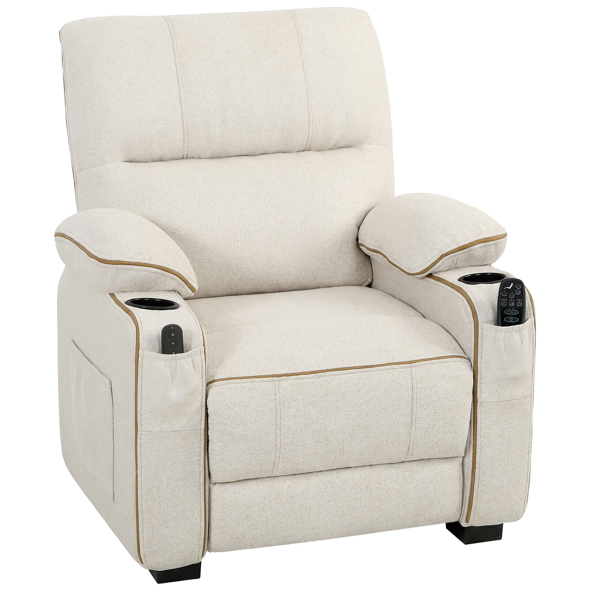 HOMCOM Electric Massage Recliner Armchair with Vibration, Heat, Whisper-Quiet Motor, Memory Function, Spring Pack, Beige