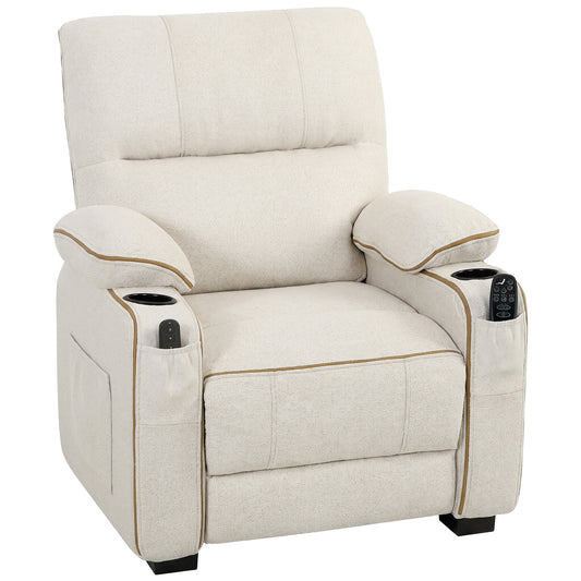 HOMCOM Electric Massage Recliner Armchair with Vibration, Heat, Whisper-Quiet Motor, Memory Function, Spring Pack, Beige