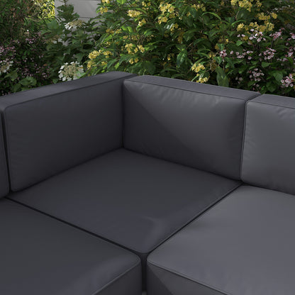 Outsunny Five-Piece Aluminium Garden Sofa Set, with Glass-Top Table - Grey