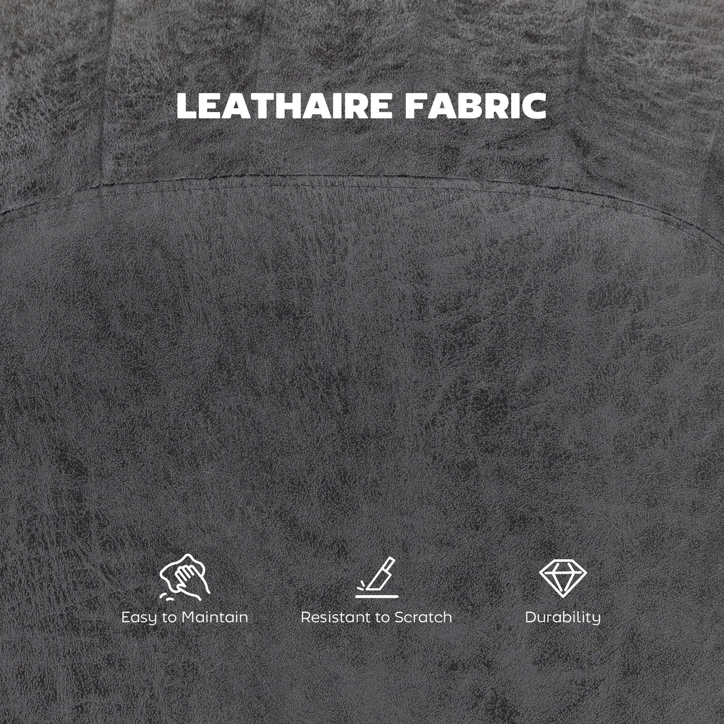 HOMCOM Set of 2 Leathaire Tub Bar Stools - Charcoal Grey