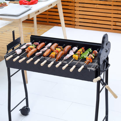 Outsunny Charcoal Trolley BBQ Garden Outdoor Barbecue Cooking Grill High Temperature Powder Wheel 85x36x90cm New