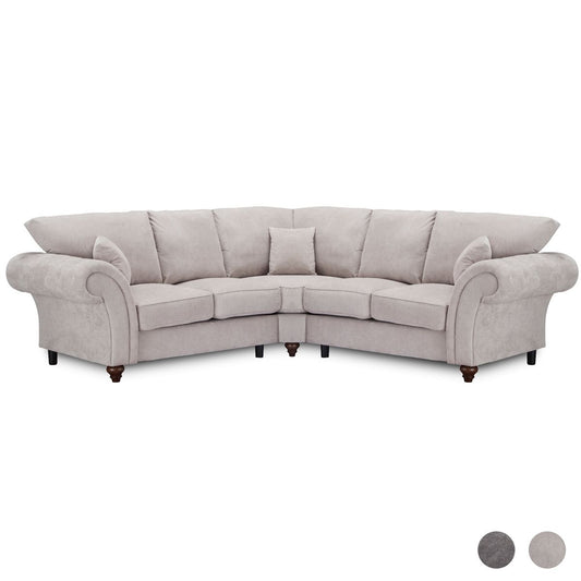 Windsor High Back Large Fabric Corner Sofa Suite - Stone or Dark Grey