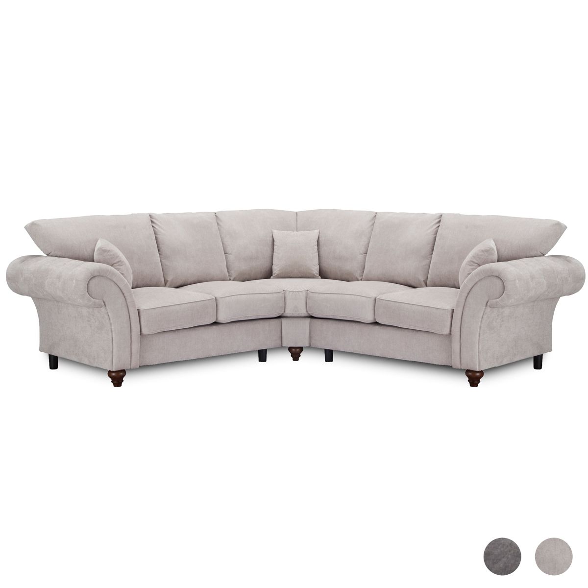 Windsor High Back Large Fabric Corner Sofa Suite - Dark Grey or Stone