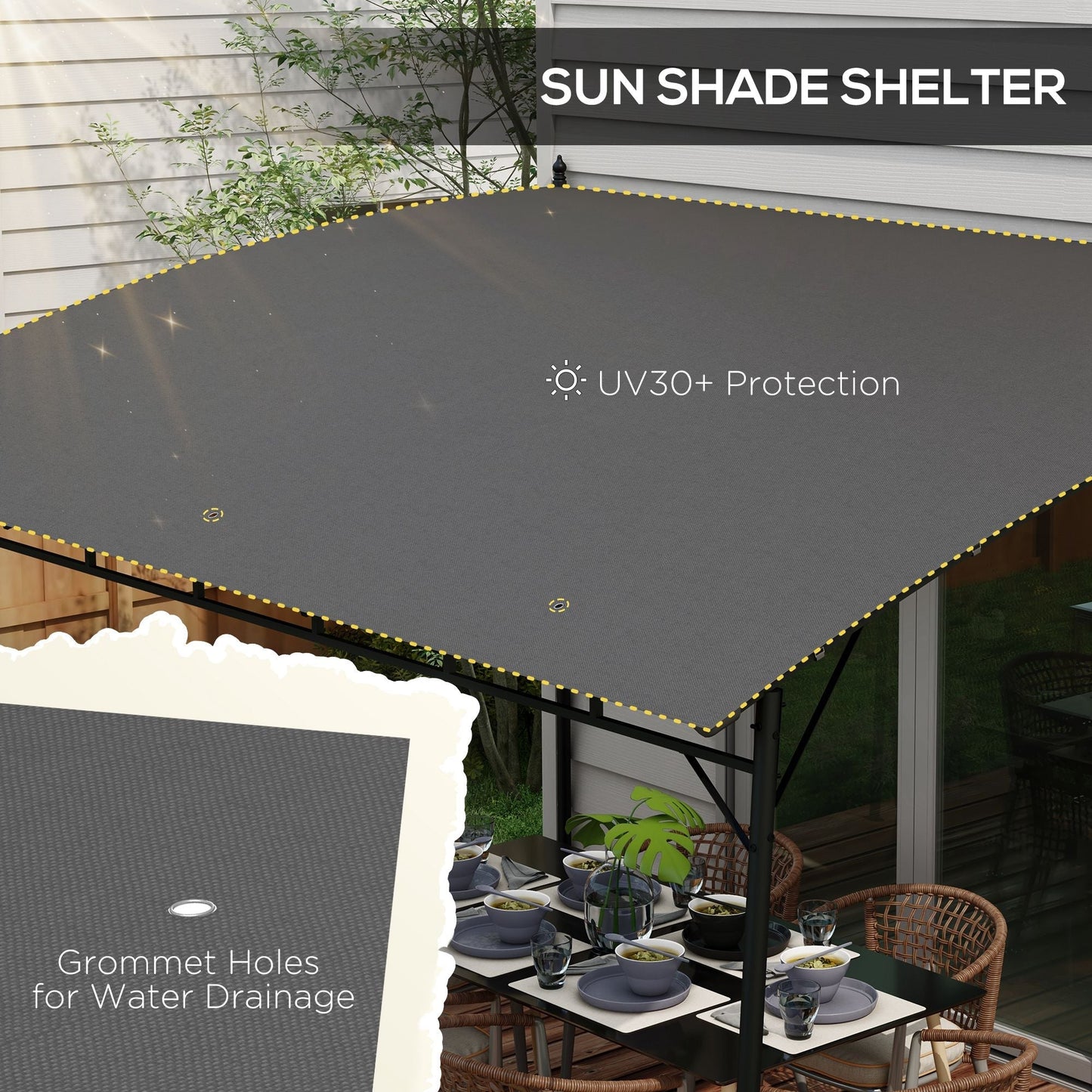 Outsunny 3 x 4m Outdoor Pergola Gazebo, Garden Sun Shade Shelter with Metal Frame, for Patio, Deck