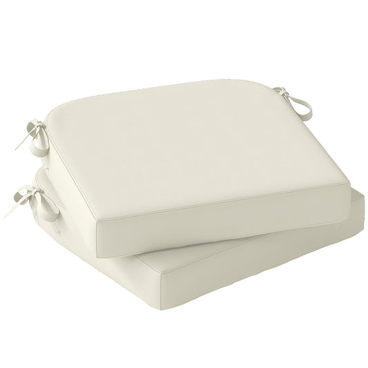 Outsunny Outdoor Chair Seat Cushions Set of 2, Garden Chair Cushions with 7cm Thick Foam & Ties, Cream White
