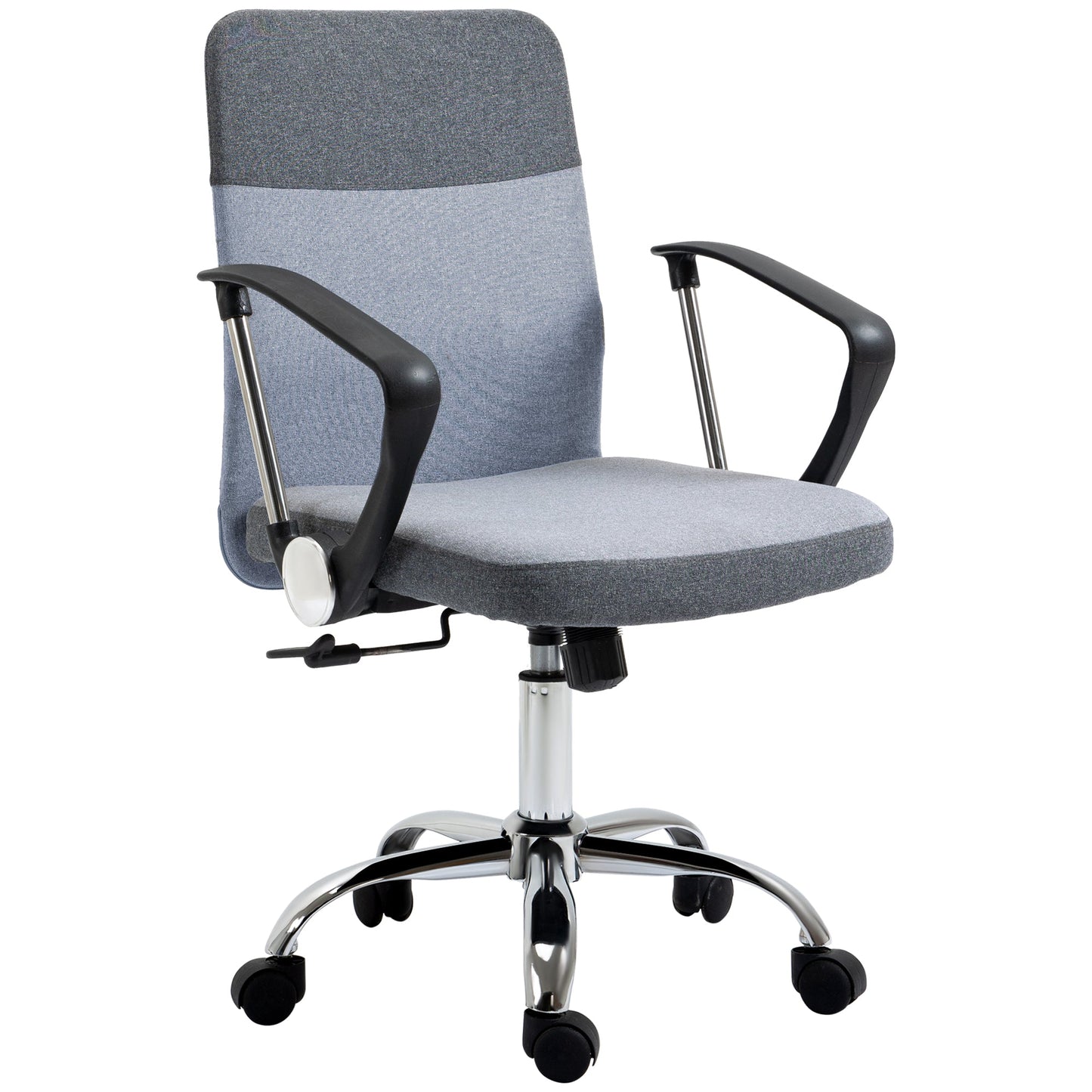 Vinsetto Office Chair Linen Fabric Swivel Computer Desk Chair Home Study Adjustable Chair with Wheels, Grey