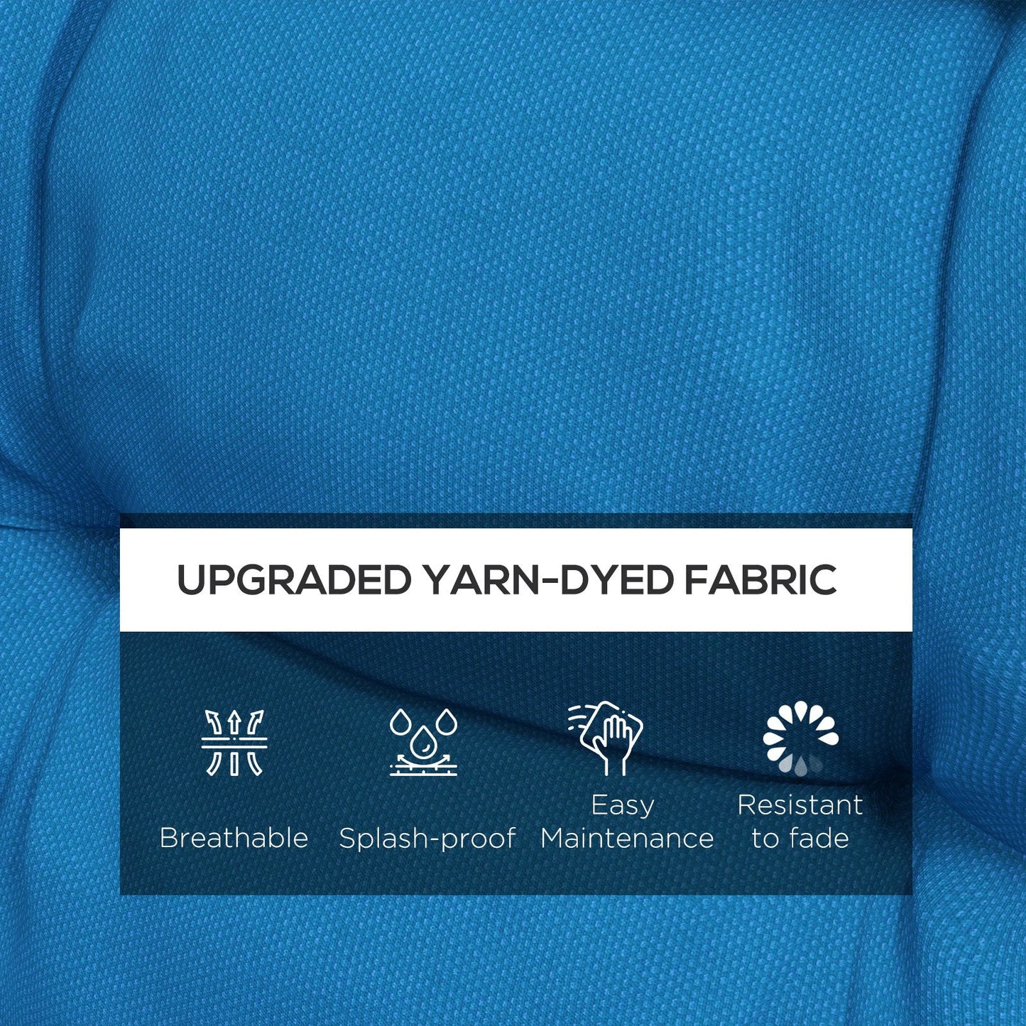 Outsunny 2-Piece Seat Cushion Replacement with Backrest, Garden Patio Chair Cushions Set with Ties, Blue