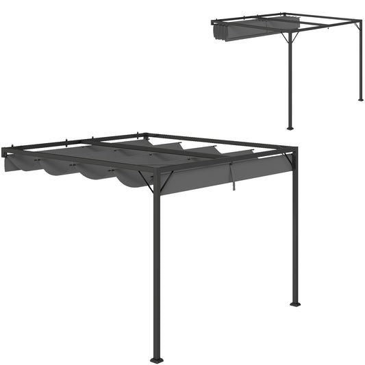 Outsunny 3 x 3(m) Pergola zewnętrzna z chowanym daszkiem - szara