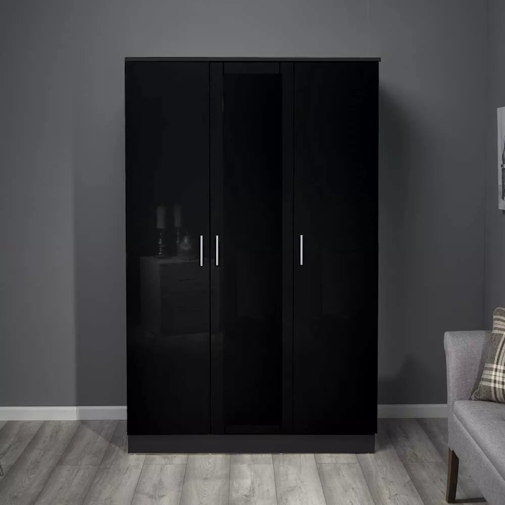 Reflect High Gloss XL 2 Door Sliding Wardrobe - Black