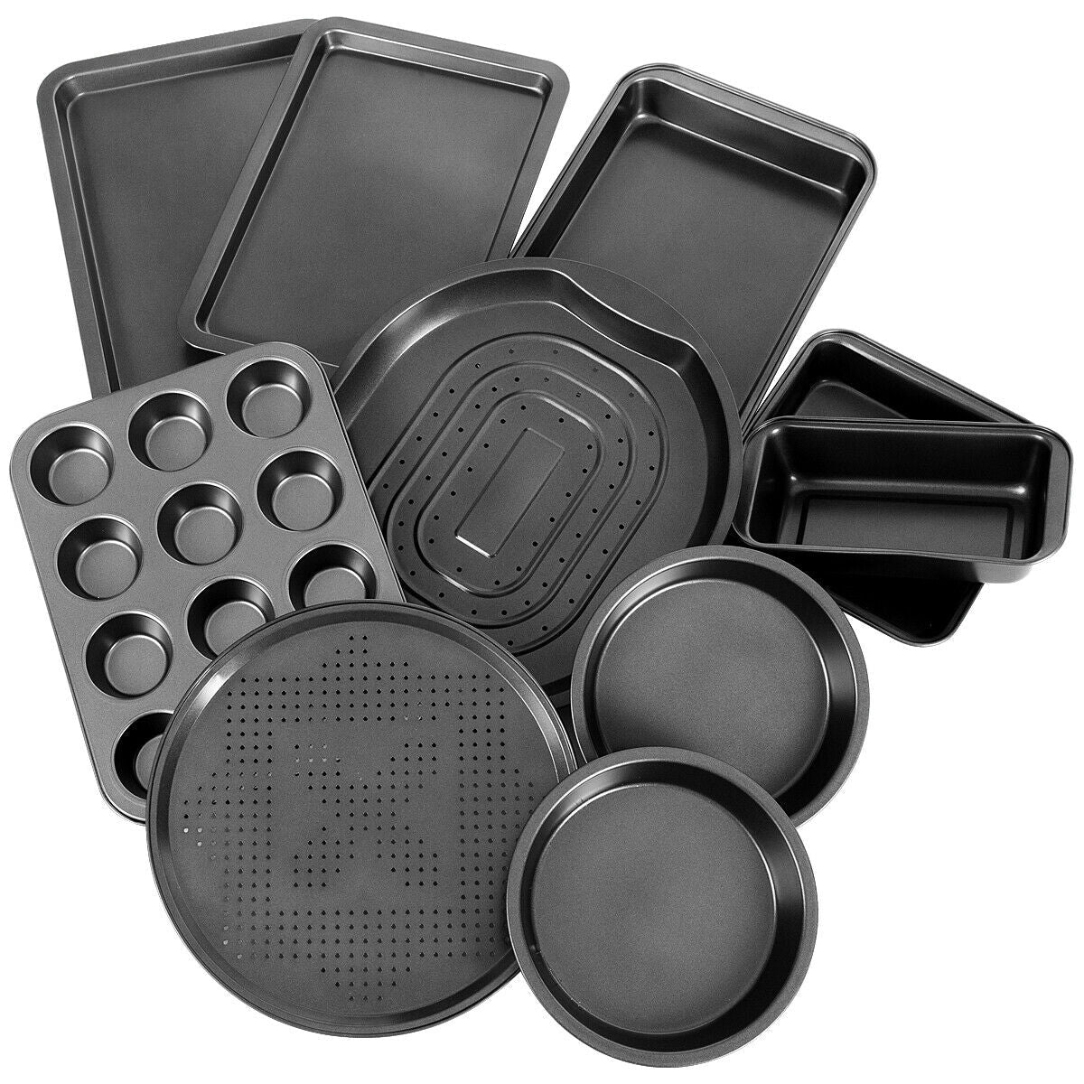 10 Non-stick Steel Black Bakeware Set