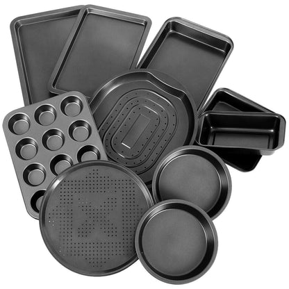 10 Non-stick Steel Black Bakeware Set