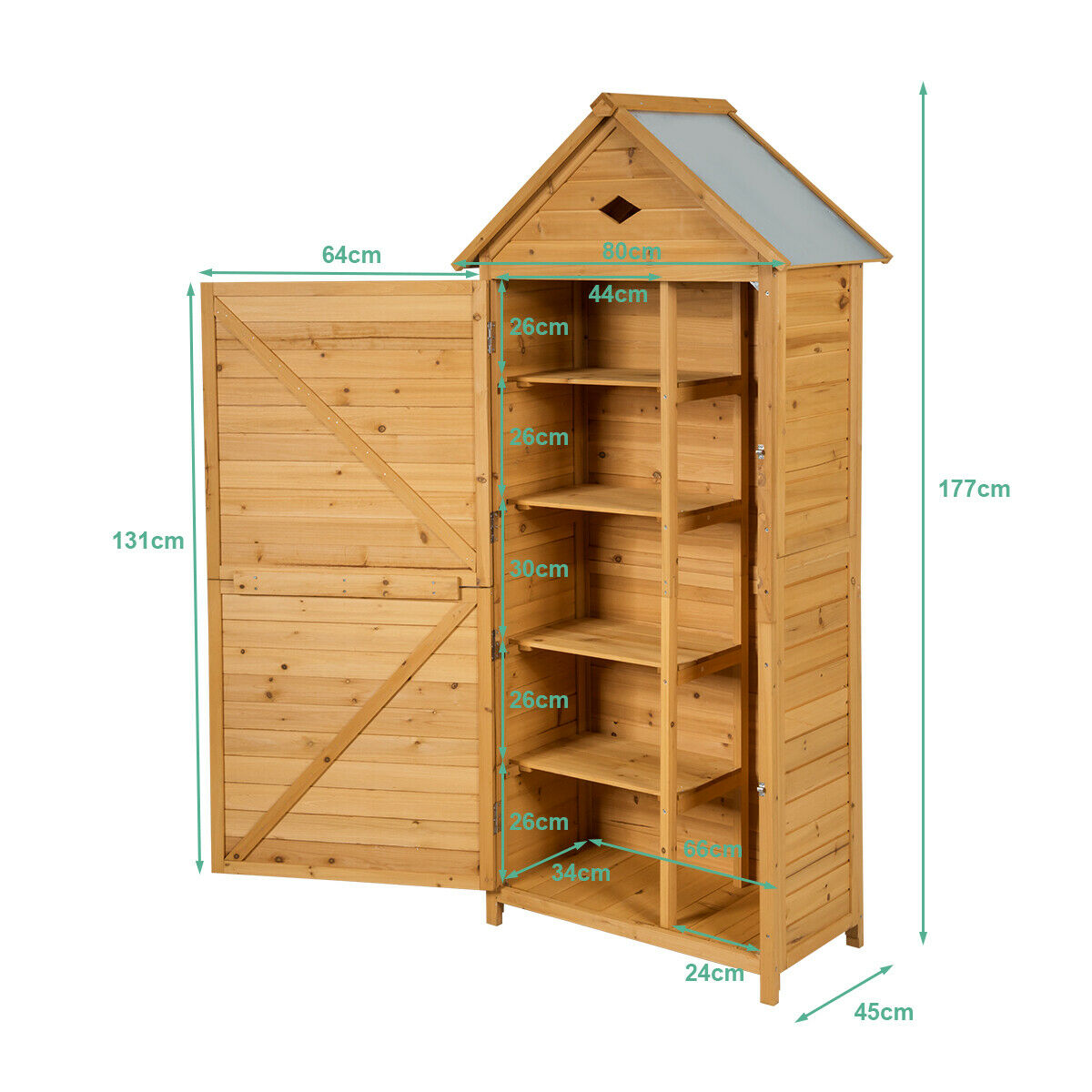 Wooden Garden Shed with Lockable Double Doors and Slope Roof