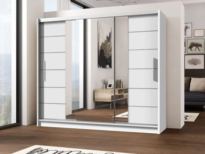 Louane 3 Door Sliding 250cm Wardrobe with Mirror - White