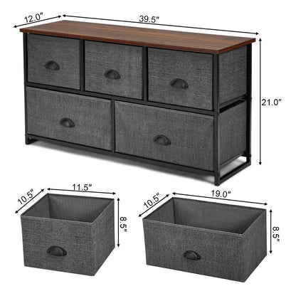 Wood Dresser Storage Unit Side Table Display Organizer-Black