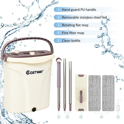 Flat Mop and Bucket Set for Home Floor Cleaning