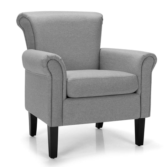 Upholstered Lounge Tub Armchair for Living Room Bedroom -Light Grey