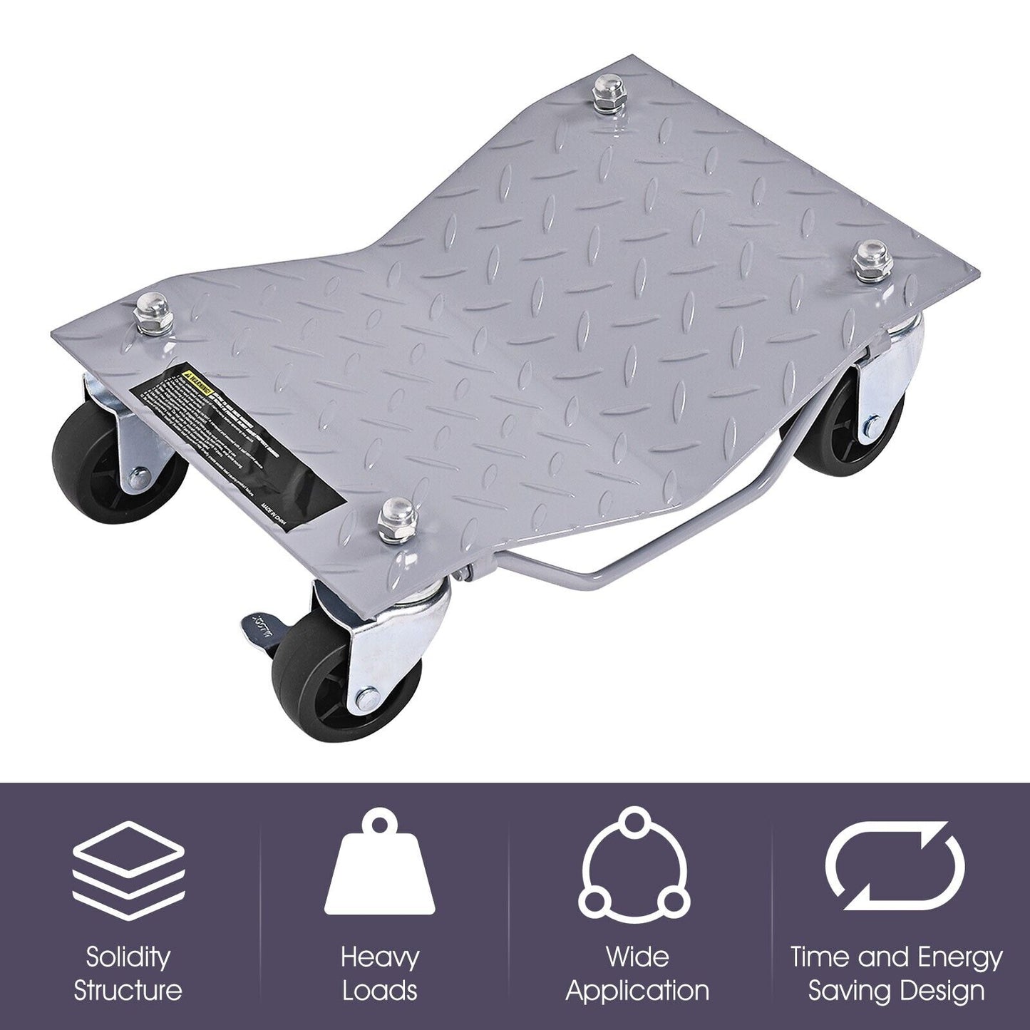 4-Piece Wheel Dollies with Lockable Casters and Handle