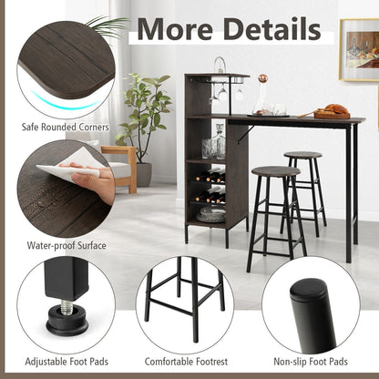 Counter Height Dining Table Set for Bistro Living Room-Brown