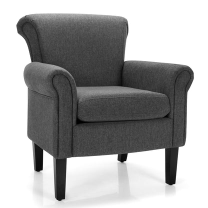 Upholstered Lounge Tub Armchair for Living Room Bedroom -Dark Grey