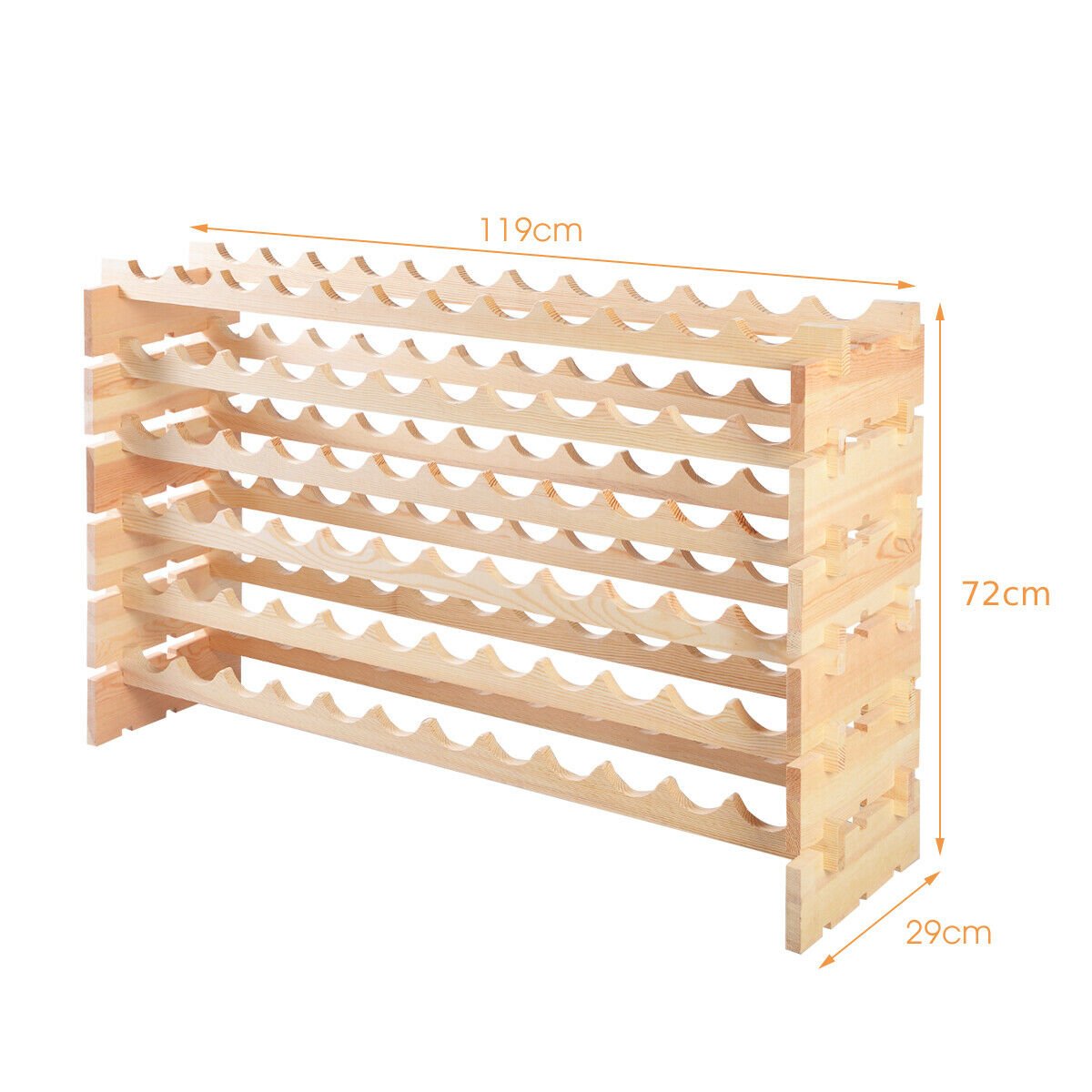 Stackable Shelf Wooden Wine Holder Rack for 72 Bottles