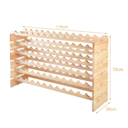 Stackable Shelf Wooden Wine Holder Rack for 72 Bottles