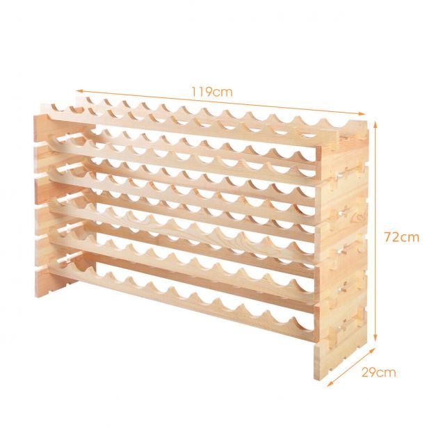 Wooden wine rack for 72 bottles Stackable wine stand Bottle rack Wooden shelf Wine cabinet