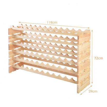 Wooden wine rack for 72 bottles Stackable wine stand Bottle rack Wooden shelf Wine cabinet