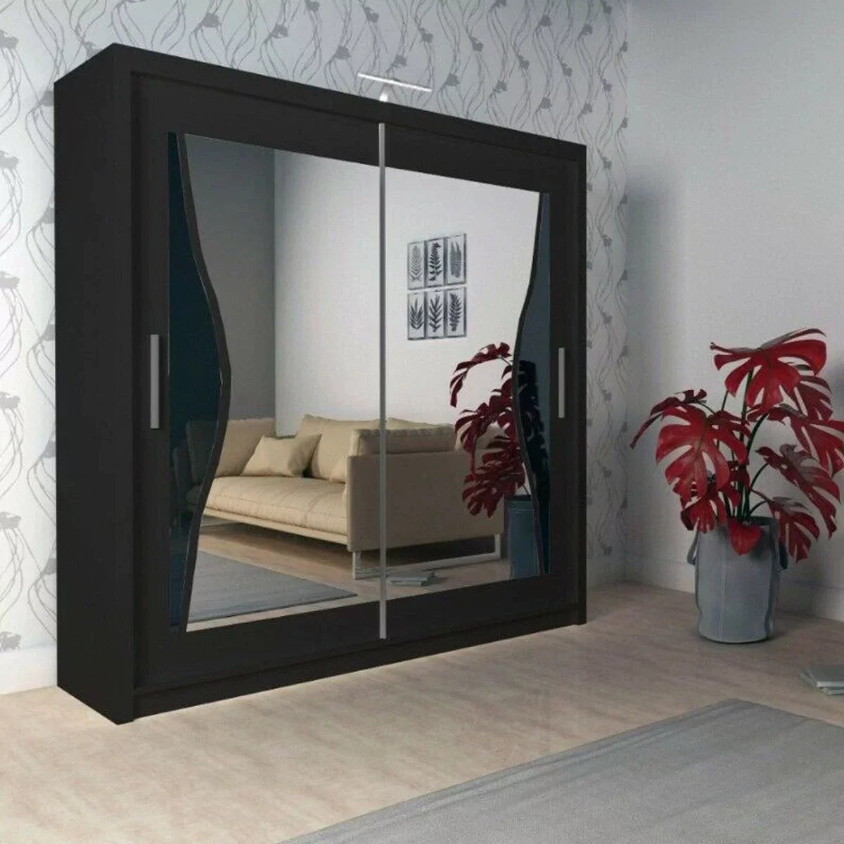 Heffner Black Sliding Door Wardrobe - 3 Sizes