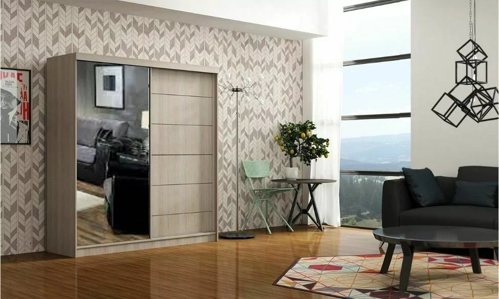 Infinite Black High Gloss Sliding Door Wardrobe - 150cm and 180cm