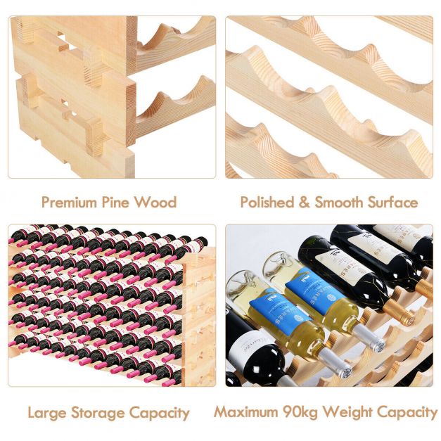 Wooden wine rack for 72 bottles Stackable wine stand Bottle rack Wooden shelf Wine cabinet