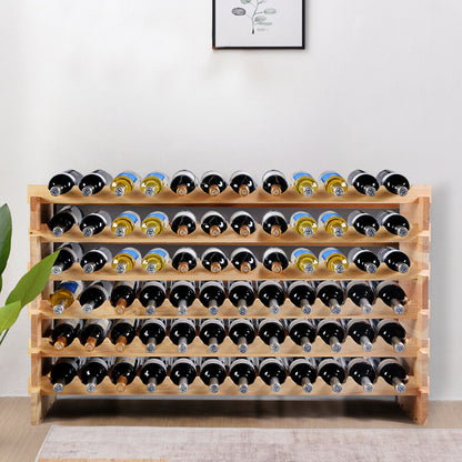 Stackable Shelf Wooden Wine Holder Rack for 72 Bottles