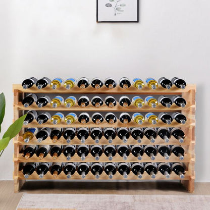 Wooden wine rack for 72 bottles Stackable wine stand Bottle rack Wooden shelf Wine cabinet