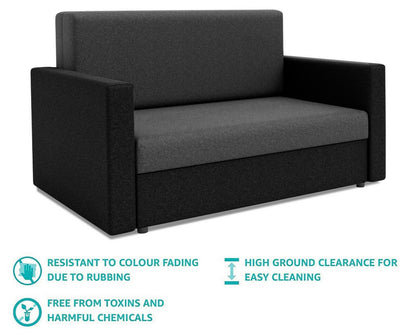 Wood Frame 2 Seater Compact Storage Sofabed - Black & Grey