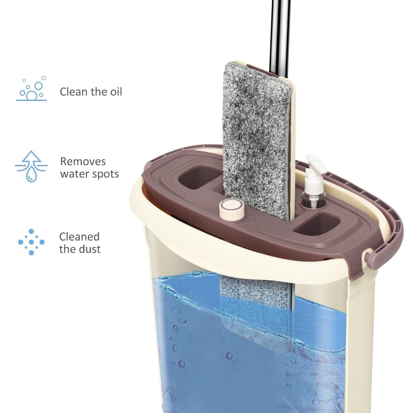 Flat Mop and Bucket Set for Home Floor Cleaning