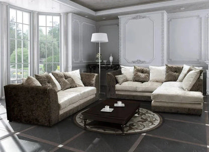 Serene Dual-Toned Crushed Velvet Corner Sofa Suite