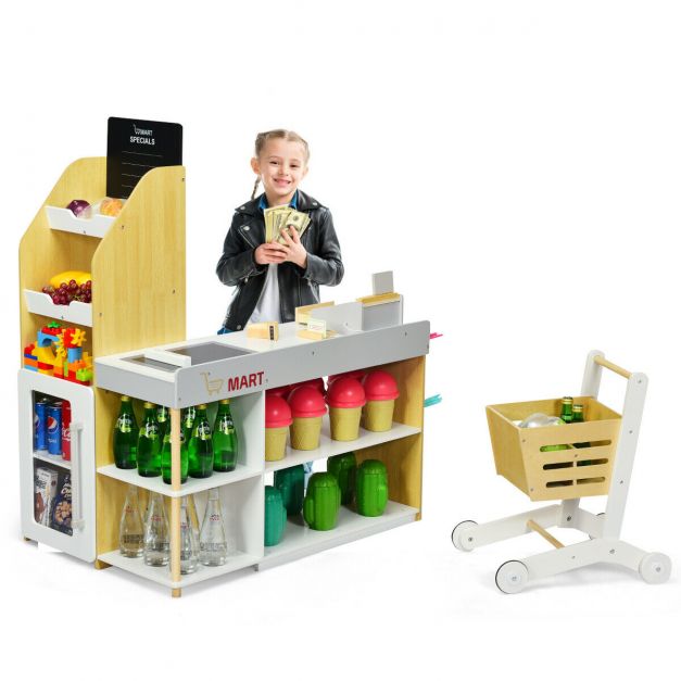 Supermarket Play Set with Shopping Cart for Toddlers