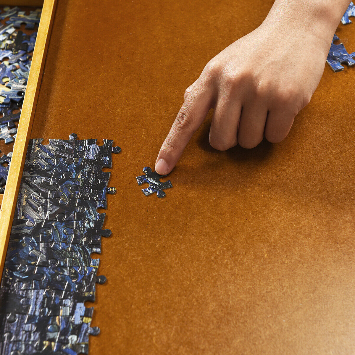 Wooden Jigsaw Puzzle Board with 4 Drawers