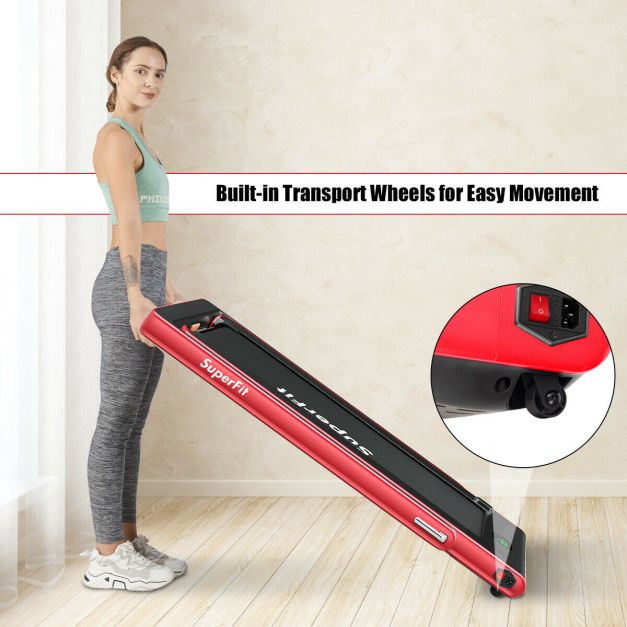 1-12Km/h Folding Bluetooth Electric Treadmill Motorized Portable Running Machine-Red
