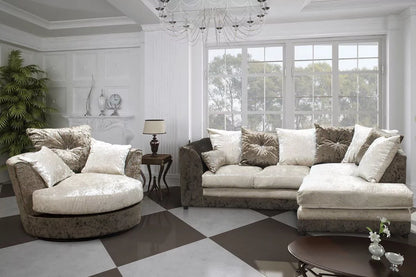 Serene Dual-Toned Crushed Velvet Corner Sofa Suite