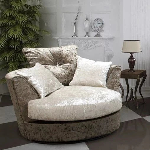 Serene Dual-Toned Crushed Velvet 3+2 Sofa Set-Black and Silver